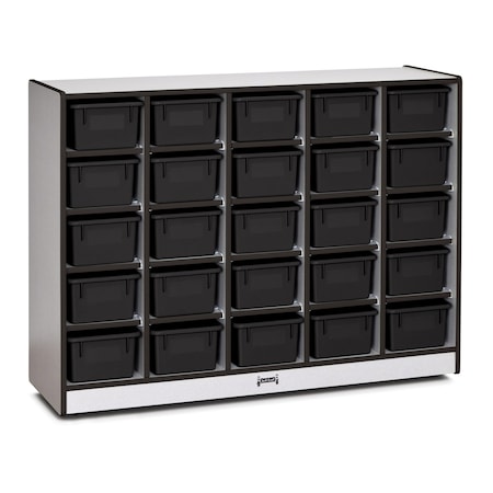 Jonti-Craft Rainbow Accents 25 Cubbie-Tray Mobile Storage, with Trays, Black 0426JCWW180